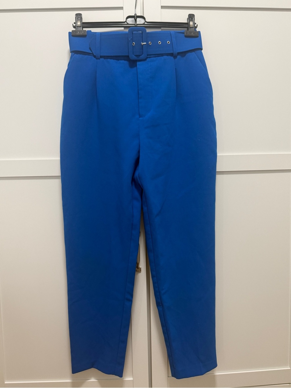 Zara Blue High Waist Belted Pants Size M